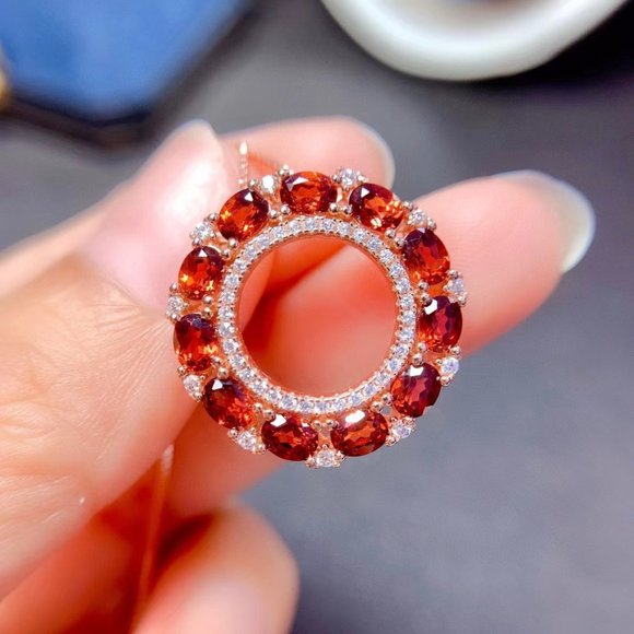 NEW 925 STERLING REAL NATURAL GARNET PENDANT - Picture 2 of 5